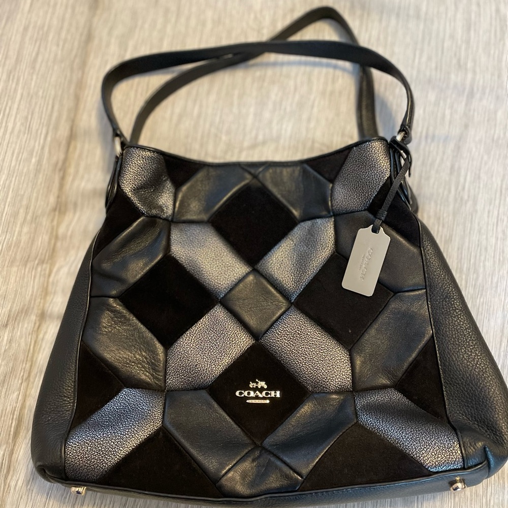 Authentic COACH Patchwork Leather Suede Shoulder Bag